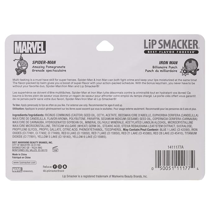 Lip Smacker Marvel, keychain, lip balm for kids - Spiderman & Captain America