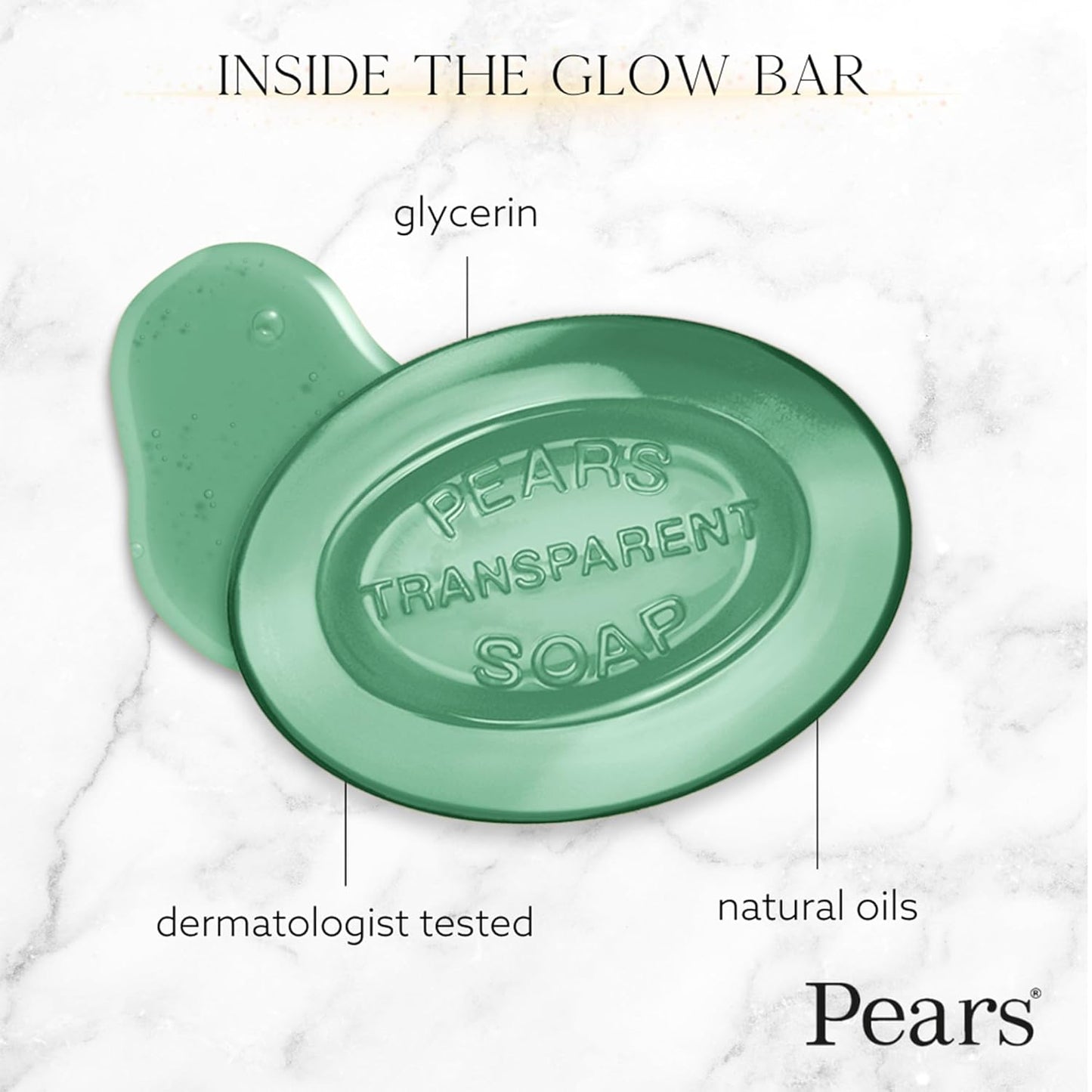 Pears Soap, Pure & Gentle with Lemon Flower Extract, 2-Pack – Transparent Green Glycerin Soap for Radiant, Glowing Skin, 3.53 Oz Ea