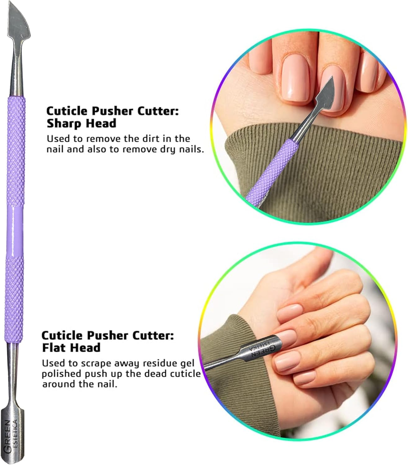 Professional Cuticle Trimmer with Cuticle Pusher Nail Cuticle Remover Nipper Silver Stainless Steel Sharp Blades Manicure Tools with Double Spring Nail Care Pedicure Nail Tools Home Spa (Purple)