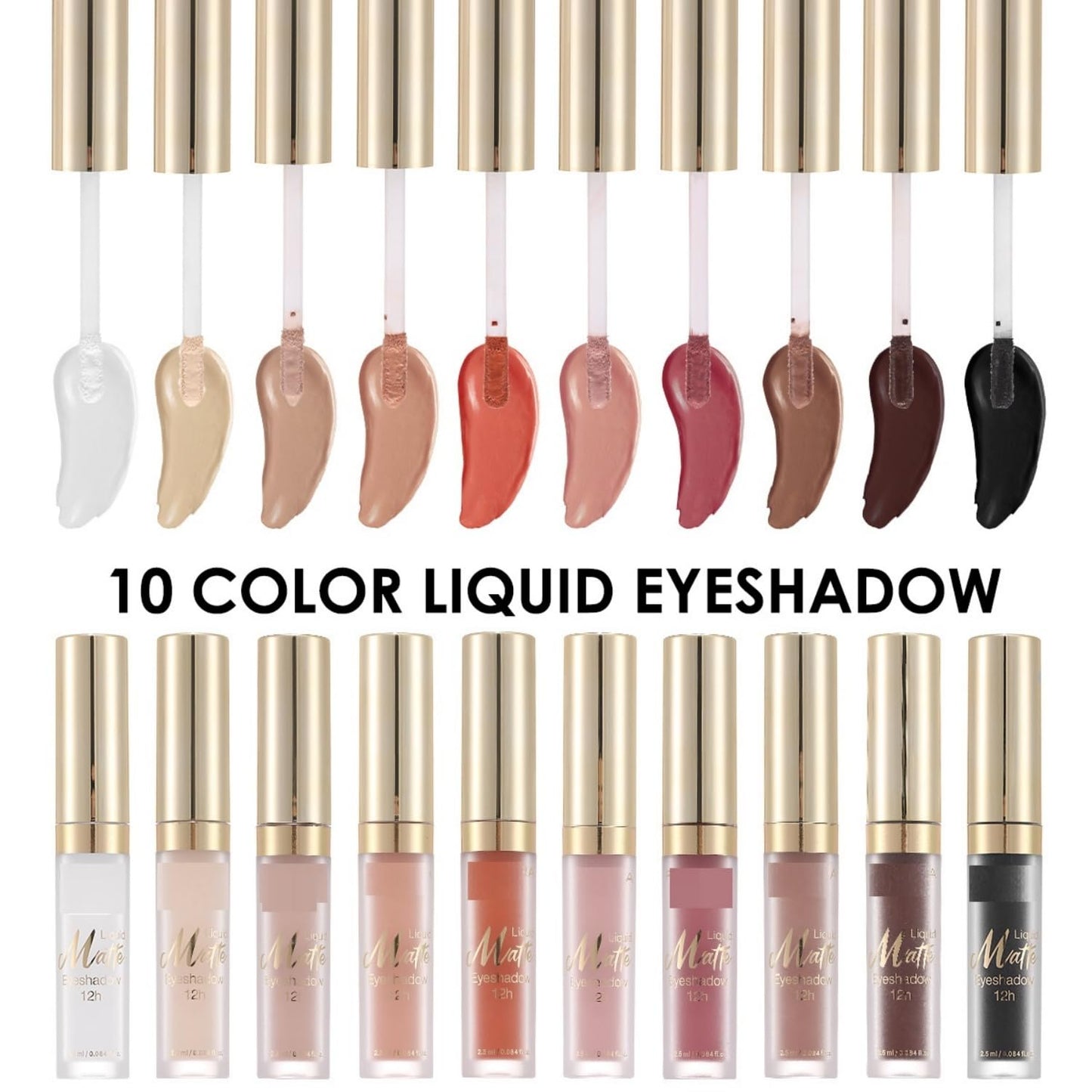 MAEPEOR Matte Liquid Eyeshadow 10 Colors Naked Smooth Creamy Eyeshadow Long Lasting and Waterproof Lightweight Cream Eye Shadow (P01 Birch)