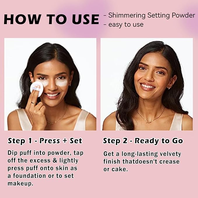 Oil Control Loose Powder Makeup Pink Translucent Setting Powder Shimmer Long Lasting Lightweight Polvo Traslucido Maquillaje Para Mujer Face Powder Makeup - 02 Pink Shimmer