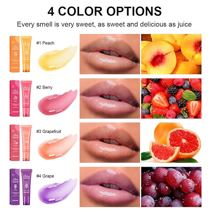 Lip Glowy Balm Hydrating Sleeping Lip Mask, Shine Glossy Finish Lip Oil - Reduce Lip Lines, Enhance Lip Color, Moisturizing & Plump Dry Chapped Lips Care Non-Sticky Lip Balm (#1 Peach)