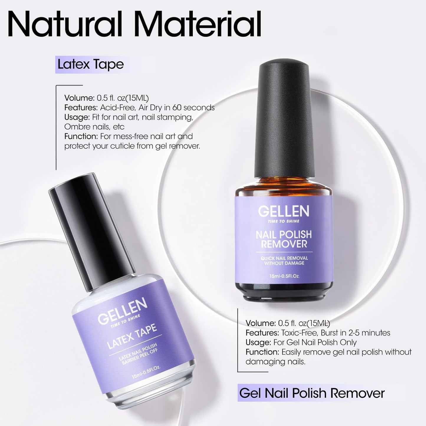 Gellen Gel Polish Remover Kit - Gel Nail Polish Remover with Latex Tape Peel Off Liquid and Manicure Tools, Quick & Easy Gel Polish Remover in 2-5 minutes, No Damage to Nails