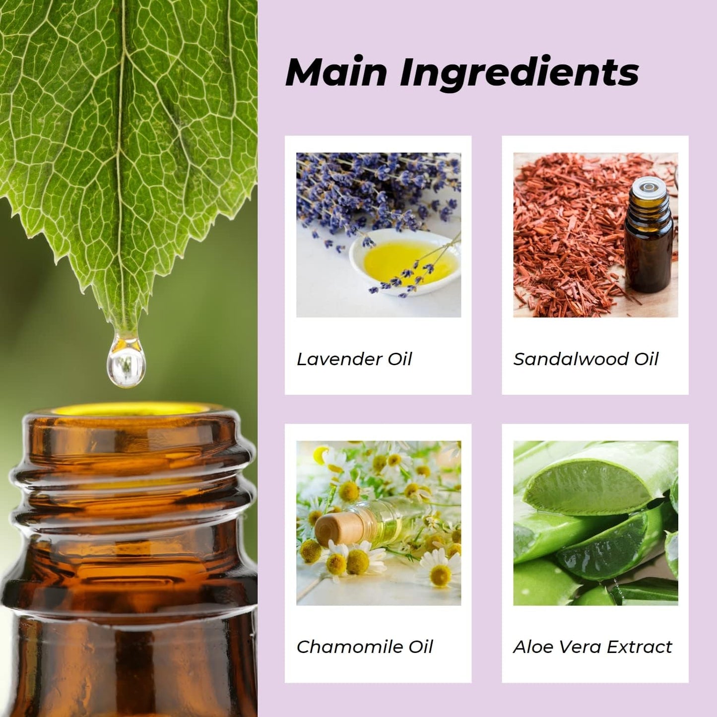 Benatu Lavender Sandalwood Essential Oil Blend Spray for Body and Hair, Multi-Use Natural Relax Scent Aromatherapy Room Mist for Pillow, Fabric, Bedding, Linen, Car 4 fl oz