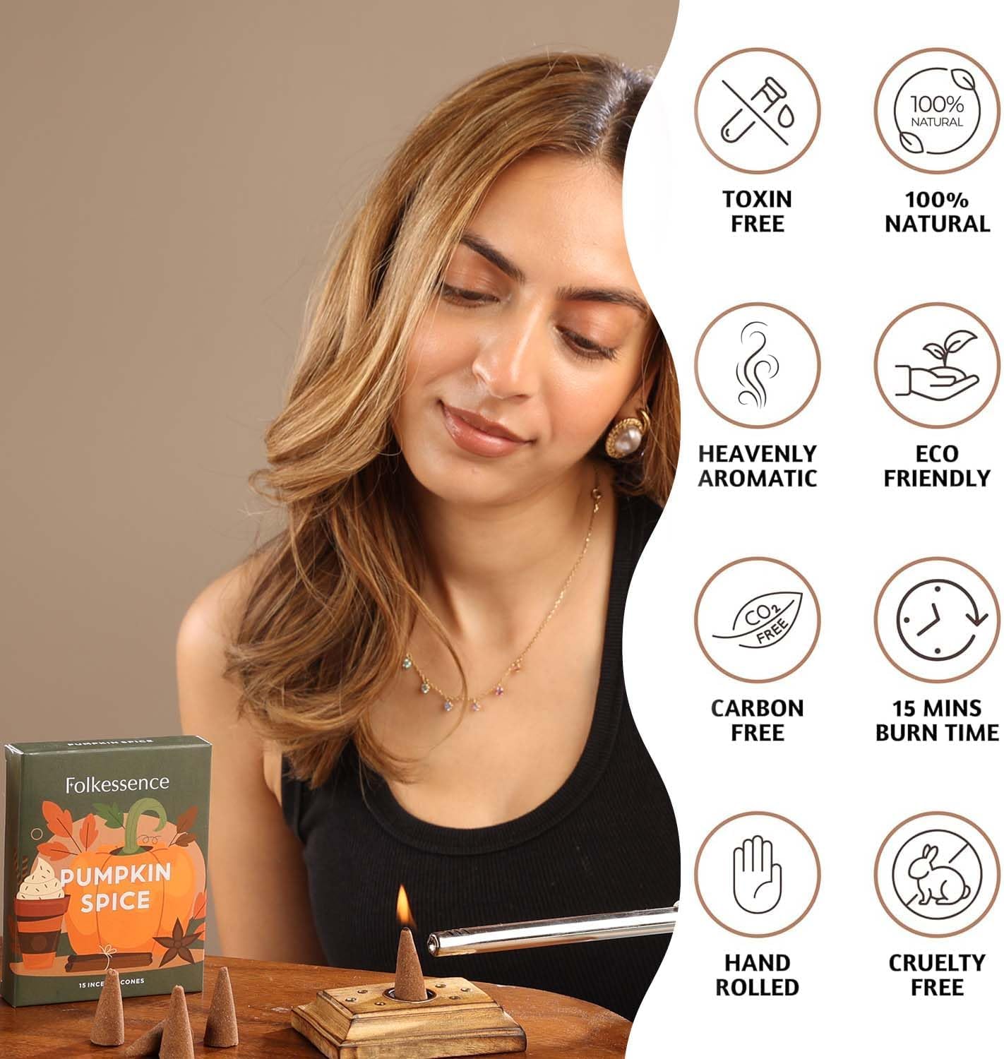 Folkulture Incense Cone Scented | Set of 2 (30) Fall Incense Cones, Dual Set | Pumpkin Spice Inscents, Fall Scents or Inscents-Cones for Relaxation | Fall Essentials for Meditation