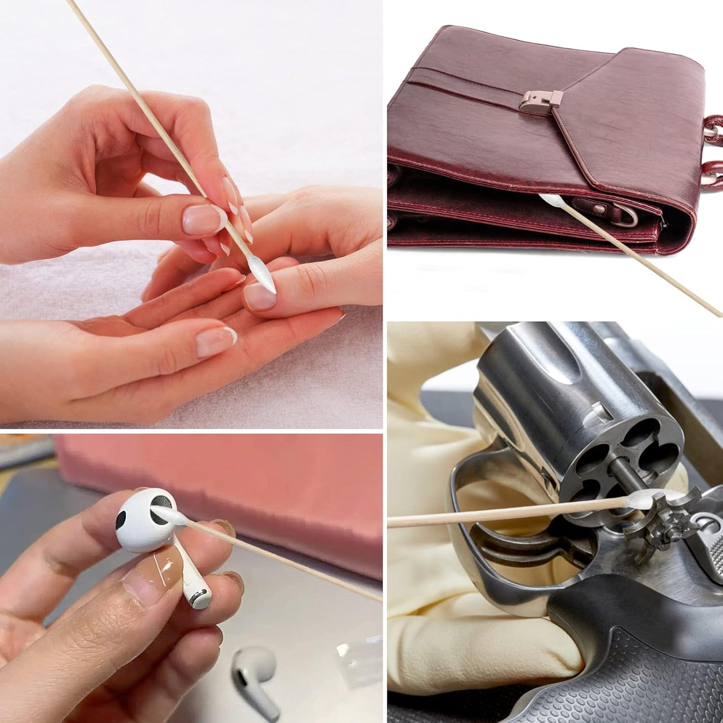 600/500/400 PCS Gun Cleaning Swabs - 6" Lint-Free Long Cotton Swabs Bamboo Handle, Precision Firearm Maintenance Kit Electronics Instruments, Professional Supplies with Reusable Storage Case