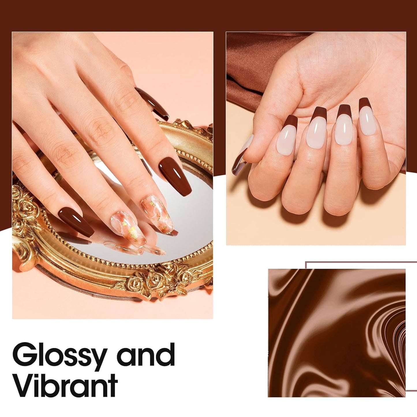 Gellen Brown Gel Nail Polish 18 ML Dark Brown Gel Polish Chocolate Coffee Nail Polish Gel Fall Winter Soak Off U V LED Nail Lamp Gel Polish for French Nails Home Salon DIY Manicure, 0.61 Fl Oz