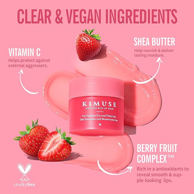 KIMUSE Lip Sleeping Mask Set - Overnight Treatment Lip Care Products | Moisturize & Nourish, Cracked Dry Lips, Intense Hydration with Shea Butter (SET)