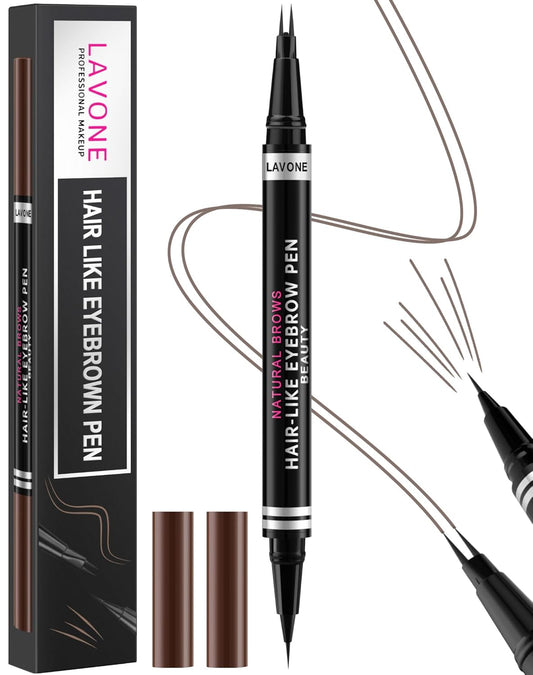 Eyebrow Pencil, 2-in-1 Waterproof Eyebrow Pen, with 2 Tip Microblading Eyebrow Pencil and Ultra-Precise Brow Pencil, with Eyebrow Brush, Eyebrow Pencils for Women, Natural Hair-Like Brows-Black Brown
