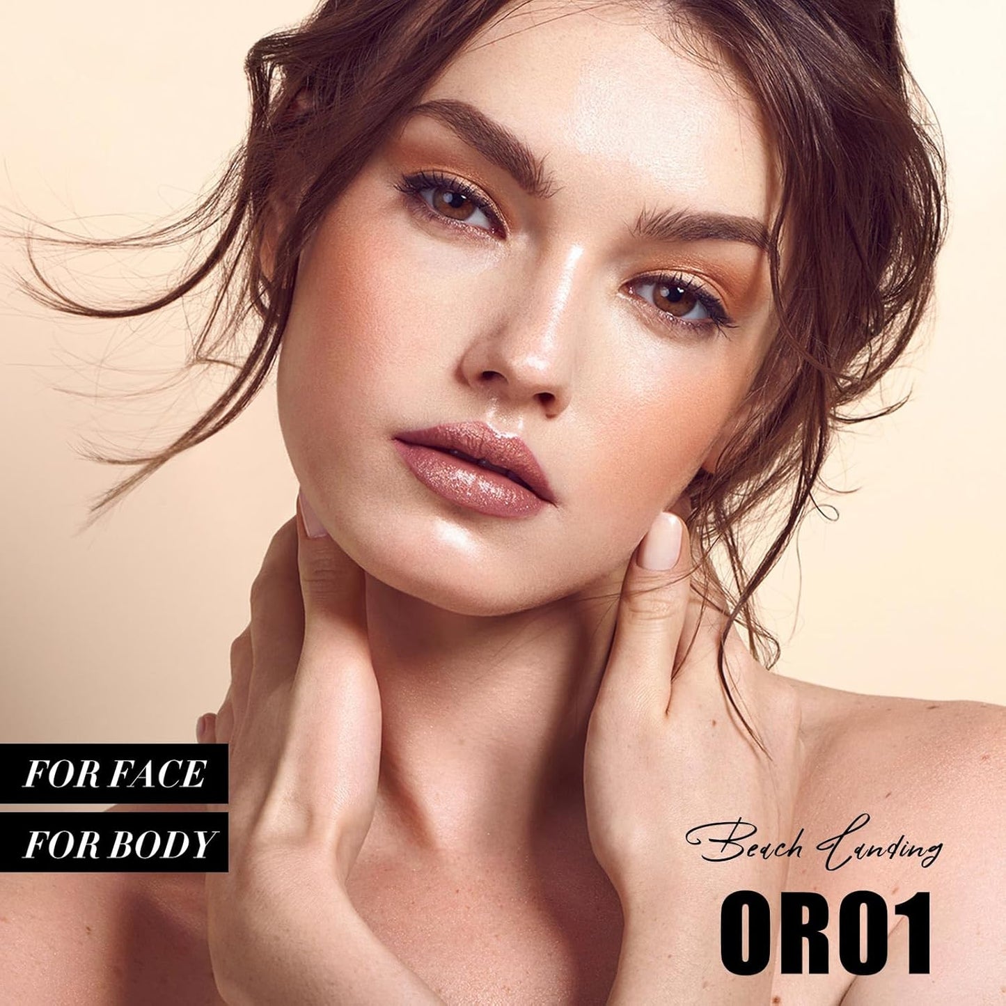 FOCALLURE Shimmer Face Highlighter Makeup Powder, Gel to Powder Glow Finish, Leaving a Lightweight & Healthy Radiance, Long Lasting Luminous Face Body Highlighter Makeup,OR01 Beach Landing