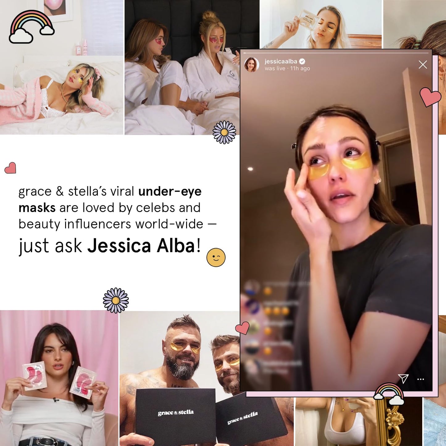 grace & stella Reusable Eye Patches (1 Pair) - Silicone Reusable Under Eye Patches for Dark Circles - Up to 1 Year of Daily Use, With Tin Case - Puffy Eyes Treatment for Women - Vegan Cruelty Free