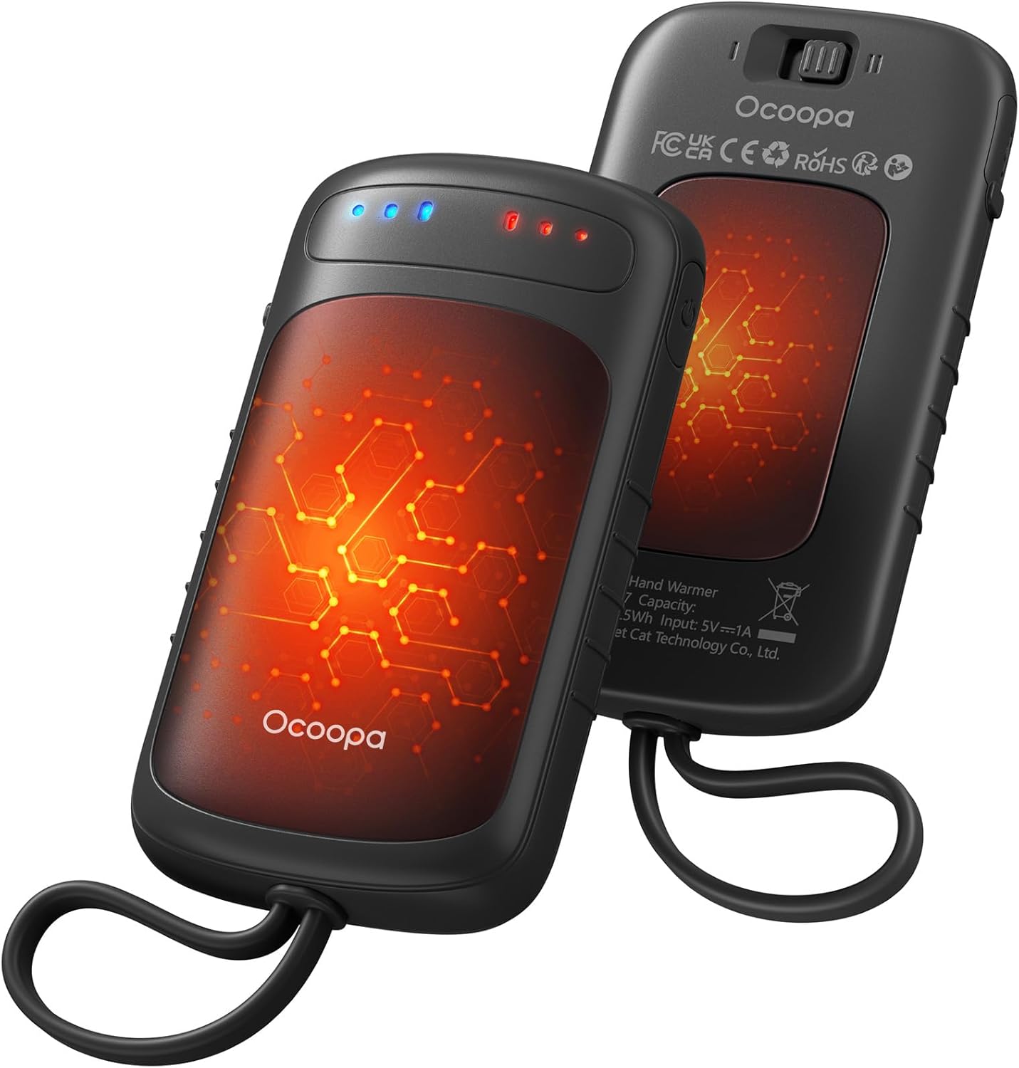 OCOOPA Hand-Warmers-Rechargeable Dual Sided, 2 in 1 Electric-Hand -Warmers with UL Certified, 3 Heating Level, Pocket Sized USB Hand Warmers for Camping, Hunting, Commuting, Gifts for Men, UT5 Duoheat