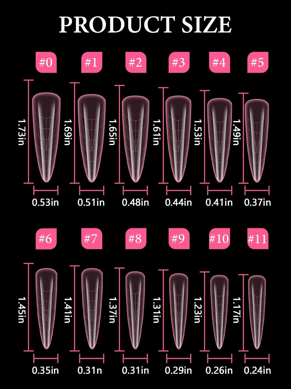 EBANKU Stiletto Dual Nail Forms for Poly Extension Gel, 120 PCS Pink Nail Molds Reusable Nail Extension Forms for Builder Gel Manicure Design Salon DIY-12 Sizes