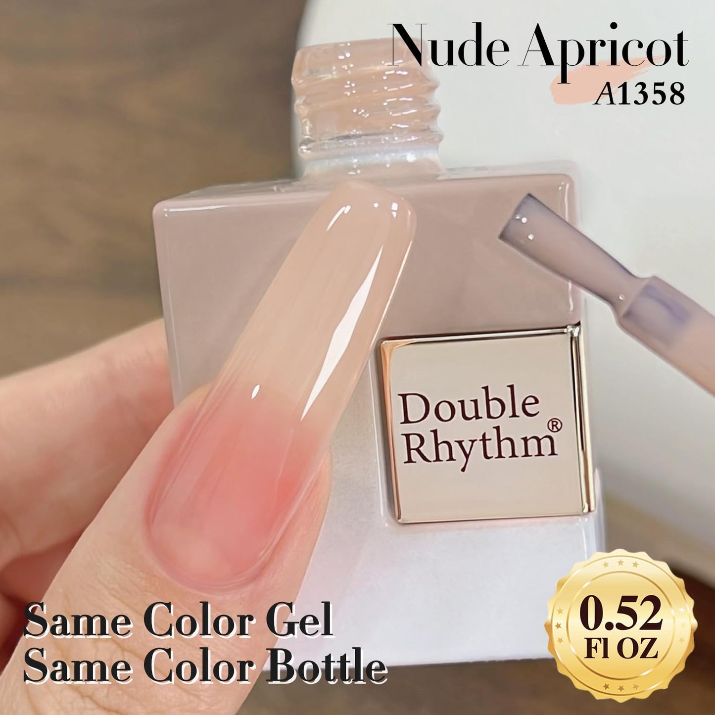 Double Rhythm 0.5Oz Translucent Gel Polish Sheer Neutral Natural Light Milky Same Color Same Bottle 15ML Jelly Gel Polish Art DIY at Home (Milky Nude-A1358)