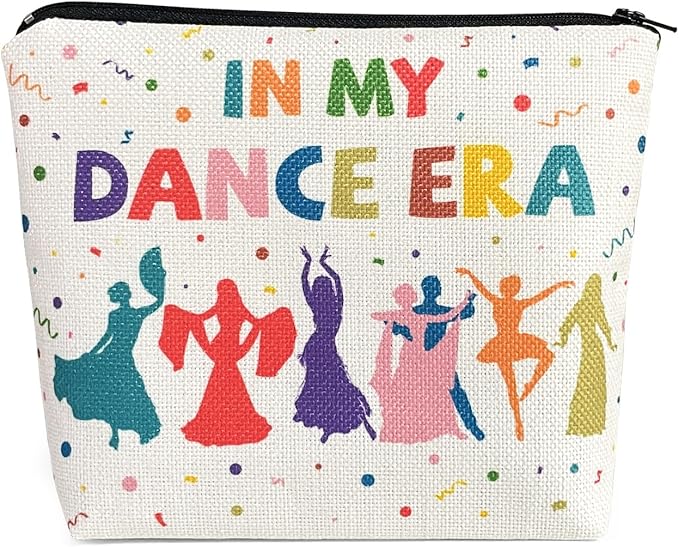 My Dance Era Canvas Zipper Cosmetic Bag, Small Makeup Bag for Women, Friends, Daughter, Sister for Dancers, Dancer Birthday Gifts for Girls (White)