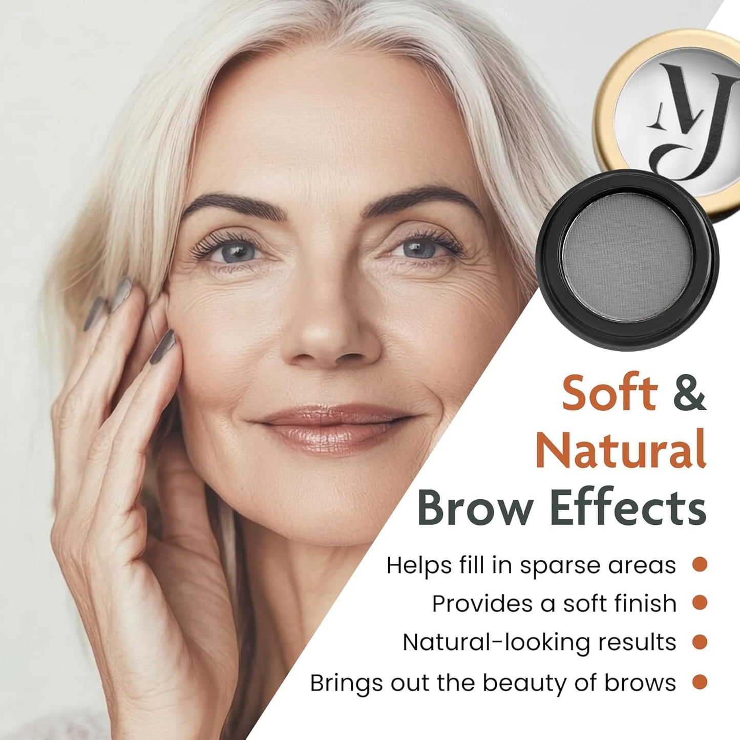 Soft Charcoal Eyebrow Powder – Long-Lasting, Waterproof, Smudge-Proof Brow Powder for Natural, Defined Brows – Vegan & Cruelty-Free Eyebrow Makeup by Marie-José