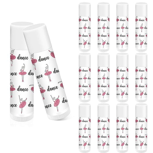 12 Pack Dance Theme Ballet Lip Balms Bulk Moisturizing Lip Balms Back To School Gift Ballet Gifts Lip Balm Christmas Thanksgiving Day Dance Party Thanks Gift for Dancer Girl Woman