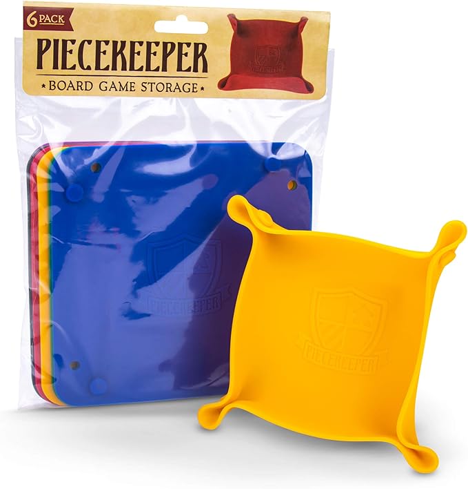 Piecekeeper Board Game Storage Bowls, 6-Pack | Portable Folding Tray Accessory Holds Tabletop Bits, Chits, Components, Pieces, Dice | Six Color Set | Classic & Modern Gaming, RPG Roleplaying
