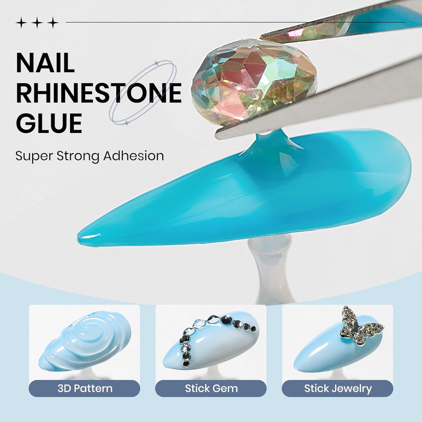 Solid Builder Gel for Nails 3D Nail Sculpture Gel and Nail Rhinestone Glue 3d Gels Nails Art Clear Hard Gels for Christmas Home DIY Manicure