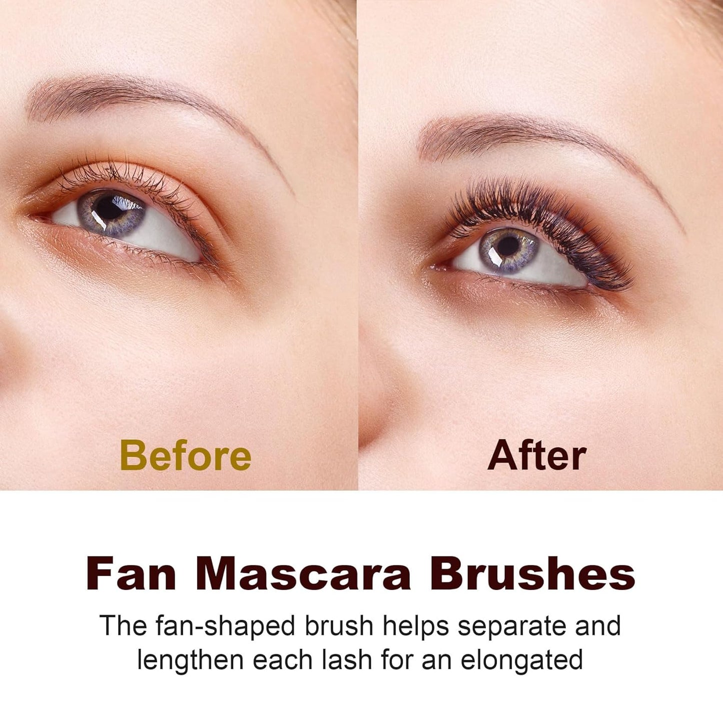 2 Pcs Folding Angle Scalloped Lash Brush, Eyelash Comb Separator, Multifunctional Mascara Fan Brush, Soft Bristles Makeup Tool for Upper Lower Eye Lash (Black)