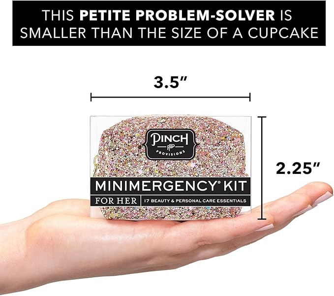 Pinch Provisions Rose Gold Minimergency Kit, includes 17 Travel-Sized Cosmetic Essentials, Convenient for Purses, Emergency Beauty Accessories, Gifts for Holiday’s & Birthday’s