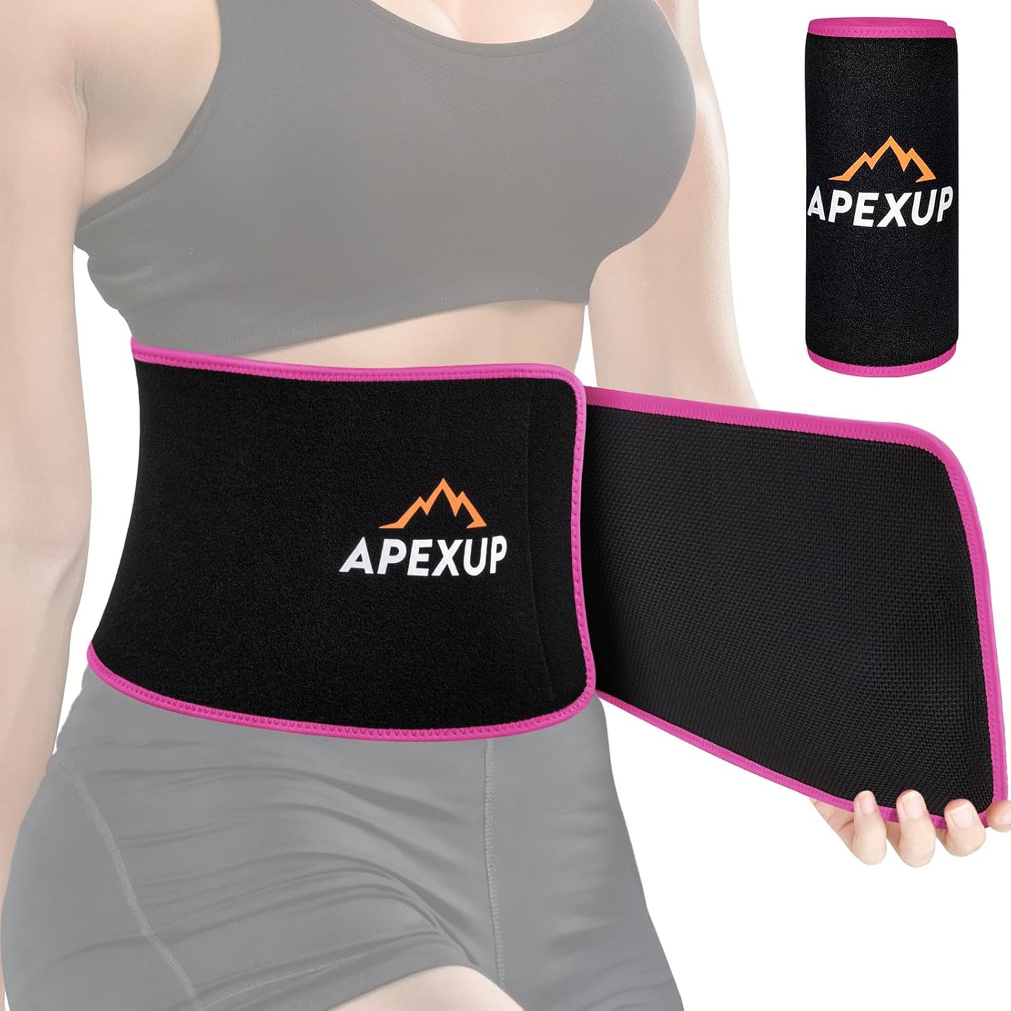 APEXUP Sweat Waist Trainer for Women and Men, Neoprene Waist Trimmer Belt Slimming Sweat Band with Removable Lumbar Support