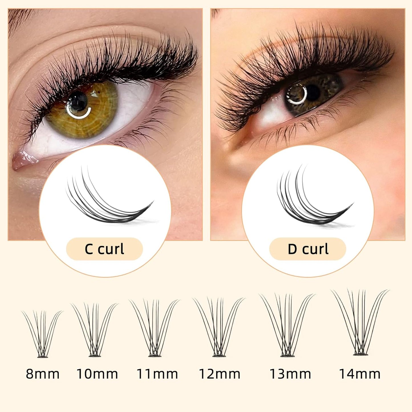 QUEWEL Cluster Lashes 240Pcs Individual Lashes 10D 0.10D Curl 11mm Knot-Free Lash Extensions Clusters Lashes Soft&Natural False Eyelashes Individual DIY Eyelash Extension at Home(10D 0.10D 11)