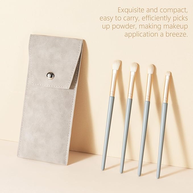 Eyeshadow Makeup Brushes Set with Case 4 PCS Soft Synthetic Hairs Eye Makeup Brushes for Blending Eyebrow Eyeliner Eyeshadow （Lightblue）