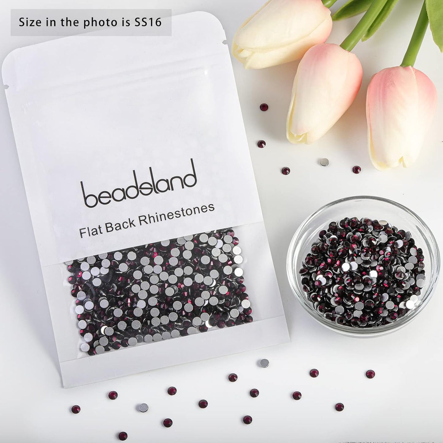 beadsland Flat Back Crystal Rhinestones Round Gems, Amethyst (3.8-4.0mm) SS16/1440pcs