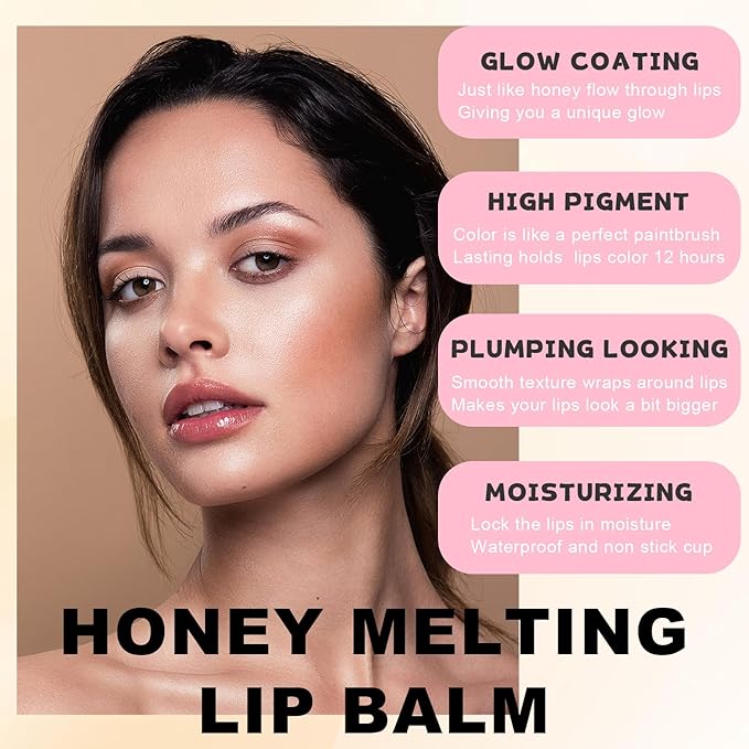 Lip Balm Click Slick, Honey Melting Lip Glow Oil, Moisturizing and Long-lasting Lip Plumper, Non Sticky Lipstick with Coconut Oil (02 Grape)