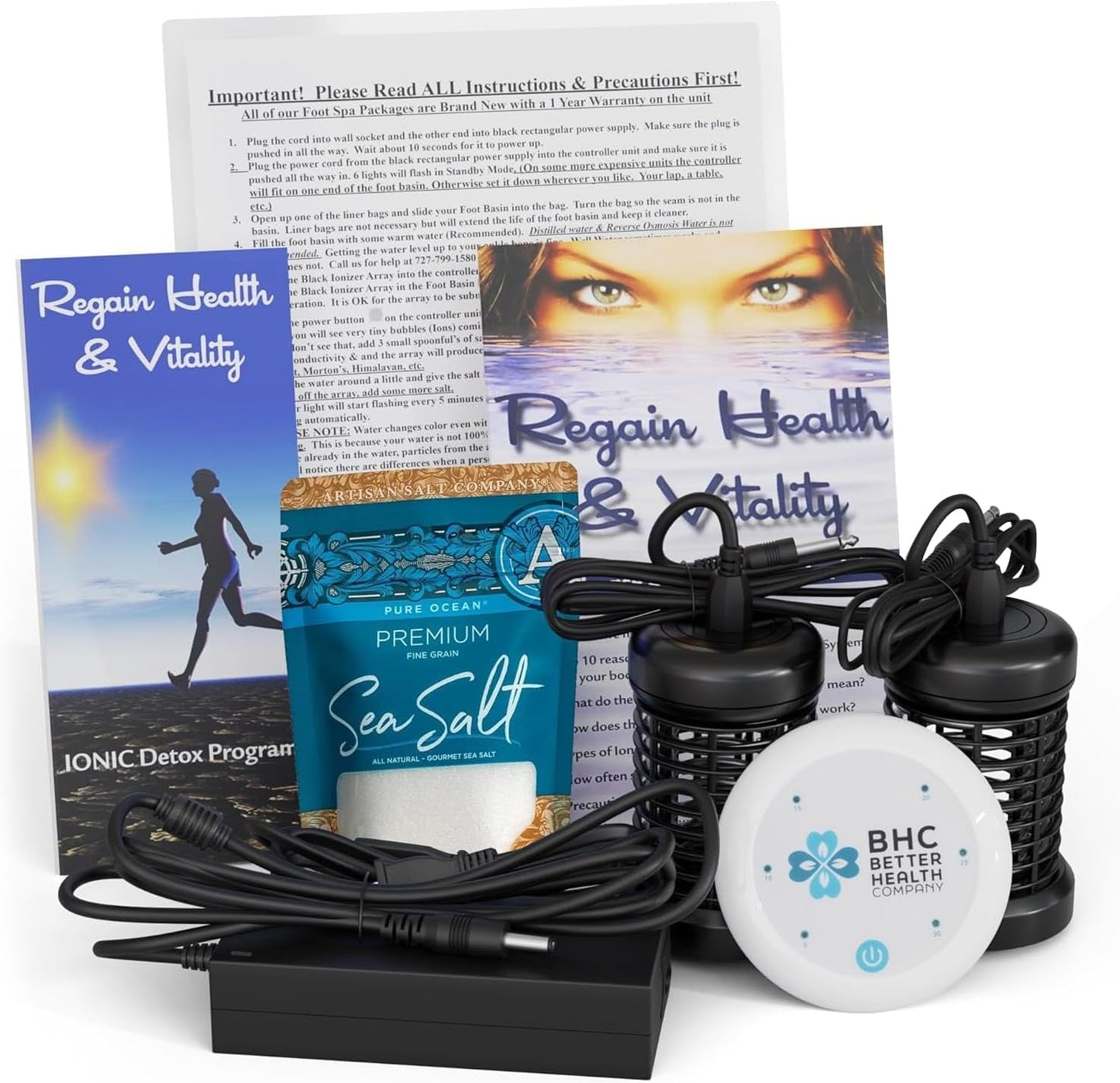 Ionic Foot Bath Detox Machine - Foot Spa Bath for Home Use - Free Regain Health & Vitality Booklet & Brochure (03 Refill Kit No Basin for Home)