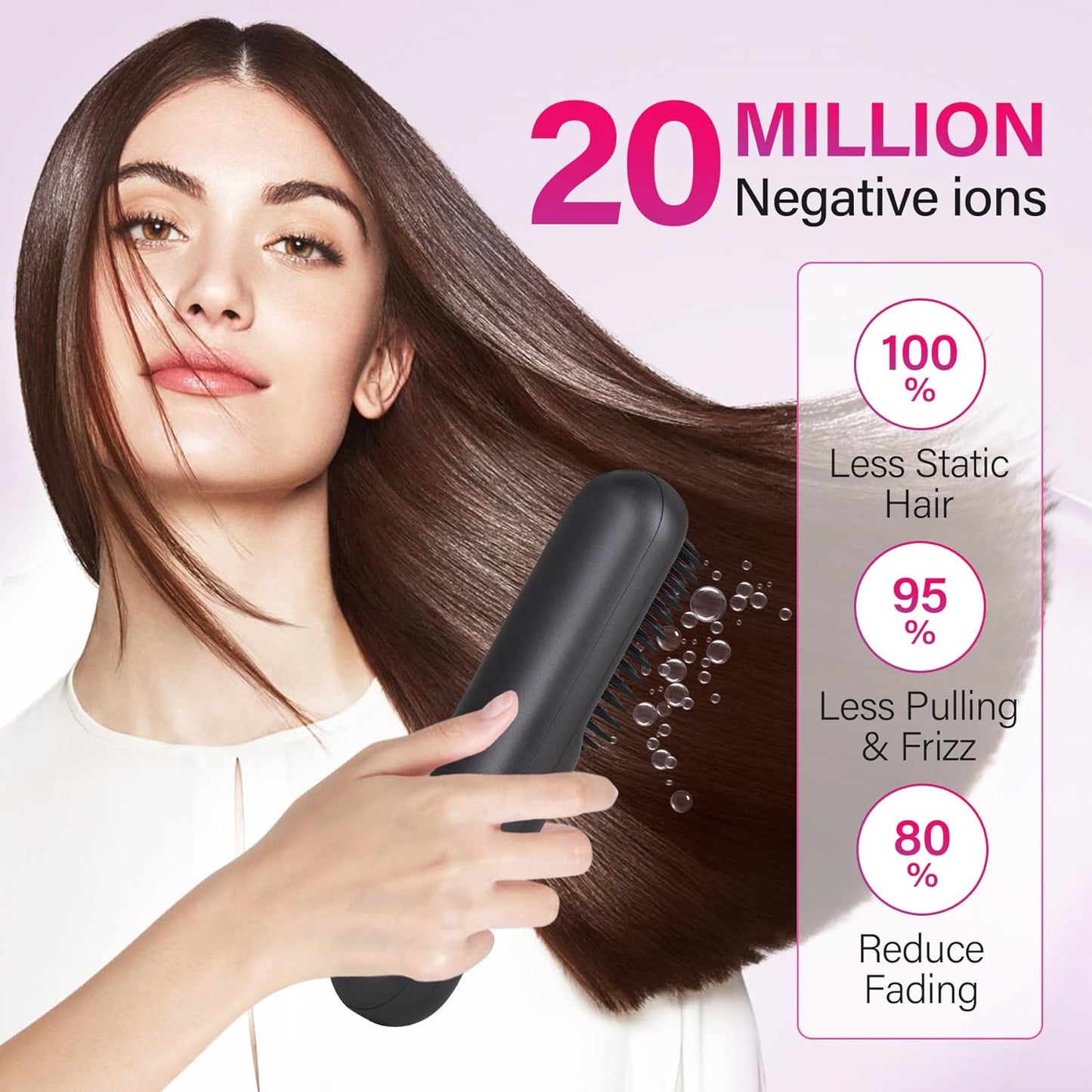 Rechargeable Hot Hair Brush Straightener Heat Pressing Combs Ceramic Electric Straightening Comb, Anti Burn for Natural Black Hair Beard Wigs Holiday Gifts