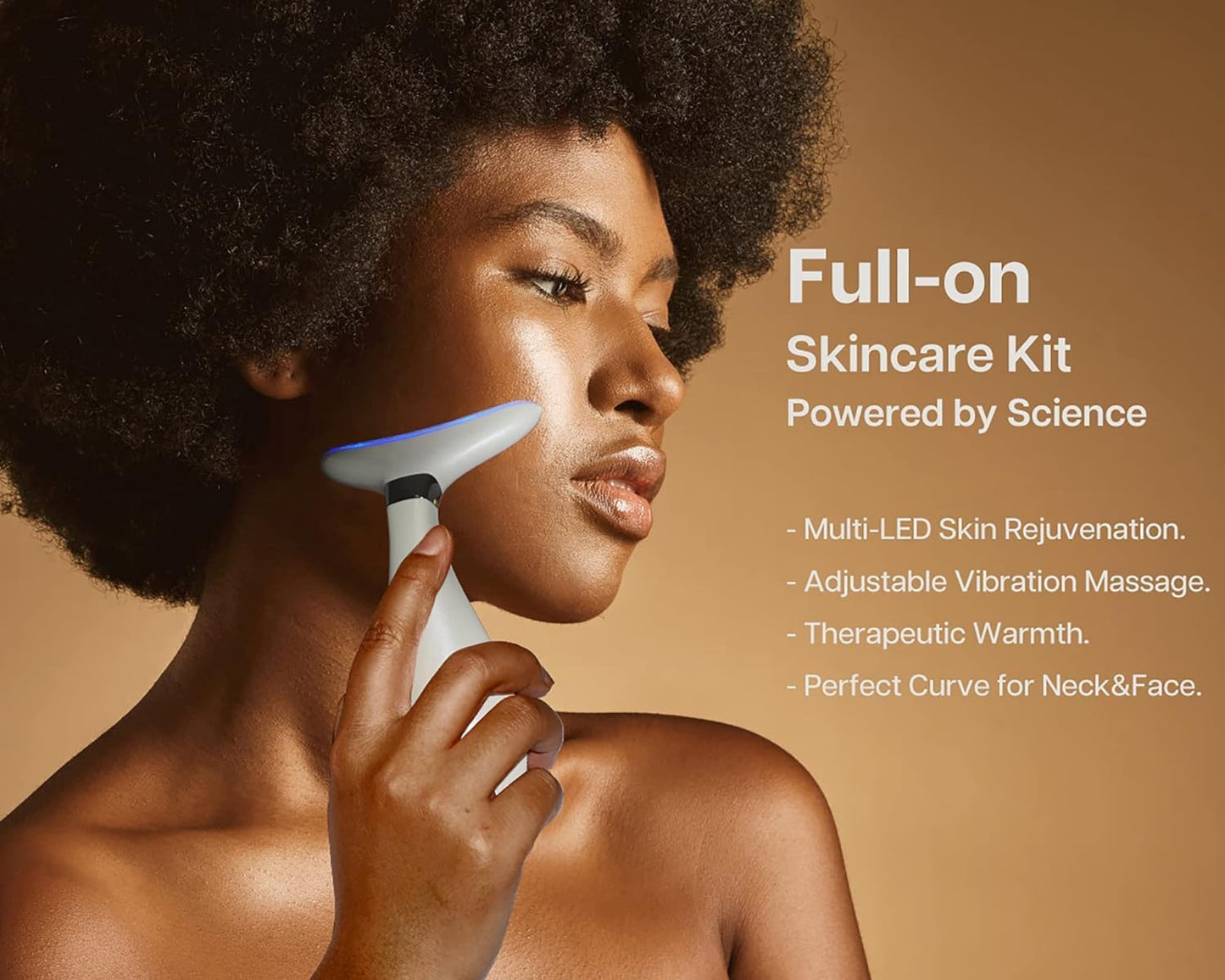 Lily Neck Face Massager, Face Sculpting Tool, Skin Rejuvenation Device with Thermal, Triple Action LED and Vibration, for Anti-Aging, Lifting and Tightening Sagging Skin (Pearl White)