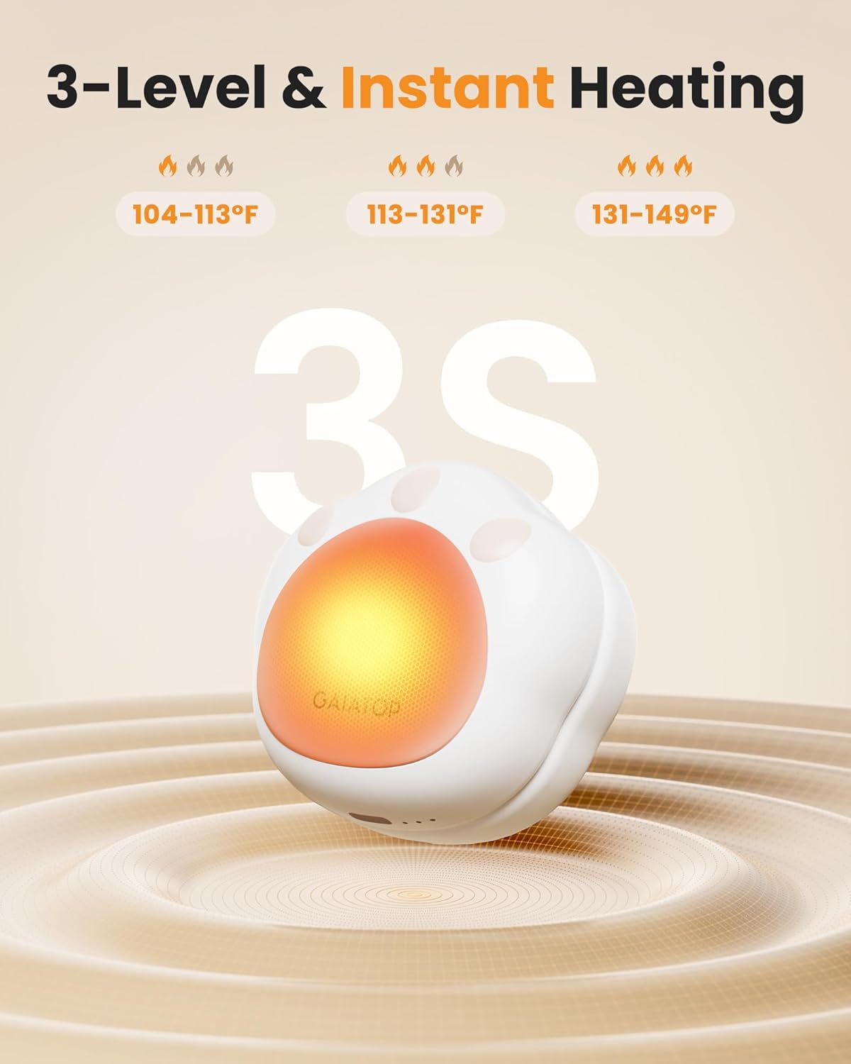 Gaiatop Hand Warmers Rechargeable, 2 Pack Cute Cat Paw Design 3 Levels Magnetic Electric Pocket Heater, Reusable Portable Hot Hands Gifts for Women Men Cat Lover