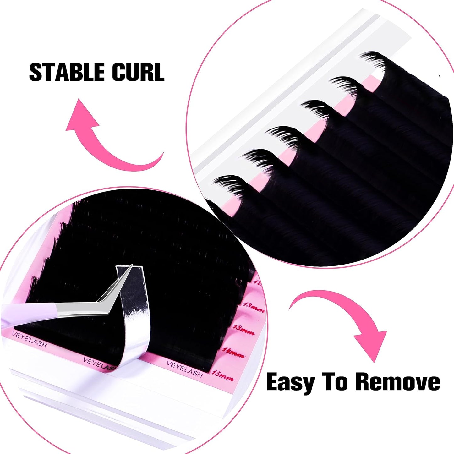 VEYES INC Cashmere Smart Fan Lash Extensions 0.03 0.05 0.07 C/CC/D Curl 8-20mm Mixed & Single Length, Super Matte Black Volume Lashes, Professional Supplies for Lash Techs (0.03 C 11mm)