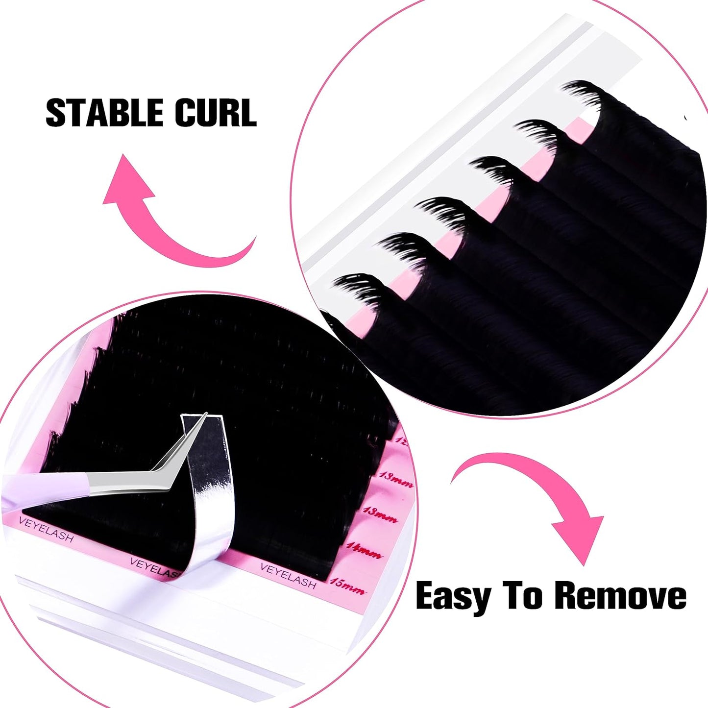 VEYES INC Cashmere Smart Fan Lash Extensions 0.03 0.05 0.07 C/CC/D Curl 8-20mm Mixed & Single Length, Super Matte Black Volume Lashes, Professional Supplies for Lash Techs (0.07 CC 8-16mm)