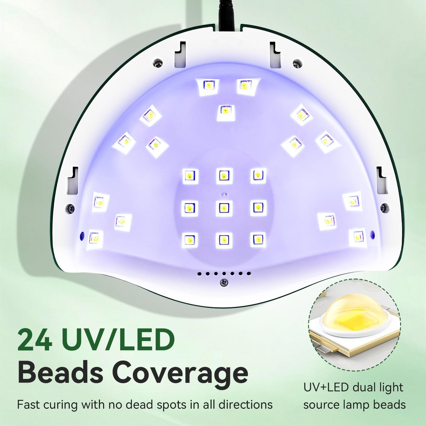 JODSONE U V Nail Lamp LED Gel Nail Dryer Gel Nail Lamp with Auto Sensor and 4 Timers Home Salon Use Nail Tools Green