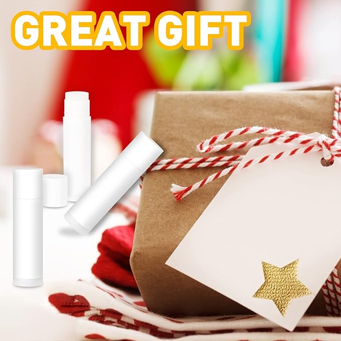 DMSKY 100 Pack Lip Balm Unlabeled, Natural Lip Balm Bulk Blank Tube, Lip Balm for Party Favors and Gift Basket Filling, Wedding or Baby Shower-5 Flavors