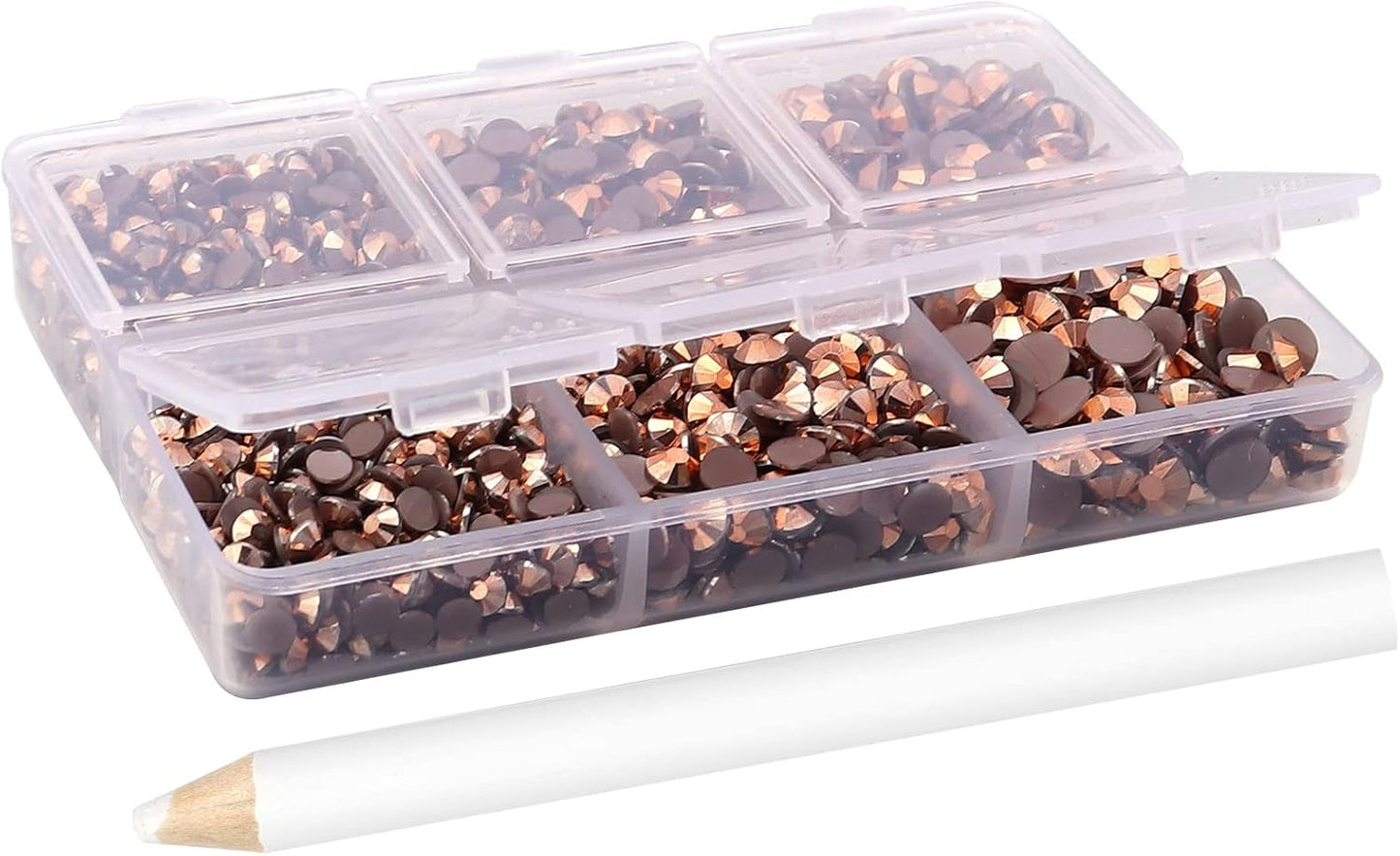 Multi Size 3mm 4mm 5mm Rhinestones Set for Nails Crafts Dark Peach Non Hotfix Rhinestones Nail Gems Rhinestone Jelly AB&Round Flat Back Resin Rhinestone for Makeup Clothes Shoes Eyes Bottles Crafts