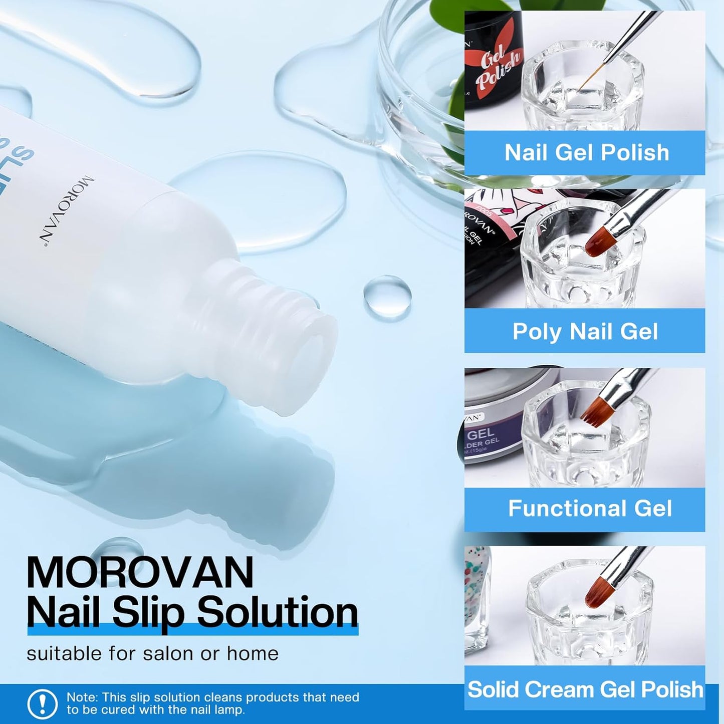 Morovan Nail Polygel Slip Solution: Salon-Grade Slip Liquid & Dual Toenail Forms for Beginner-Friendly Gel Nail Extension & Anti-Stick Application