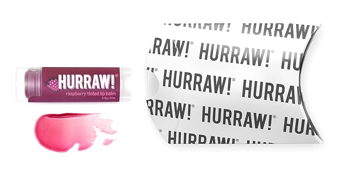 Hurraw! Raspberry Tinted Lip Balm: (Sheer Berry Tint) Organic, Certified Vegan, Cruelty and Gluten Free. Non-GMO, 100% Natural Ingredients. Bee, Shea, Soy and Palm Free. Made in USA