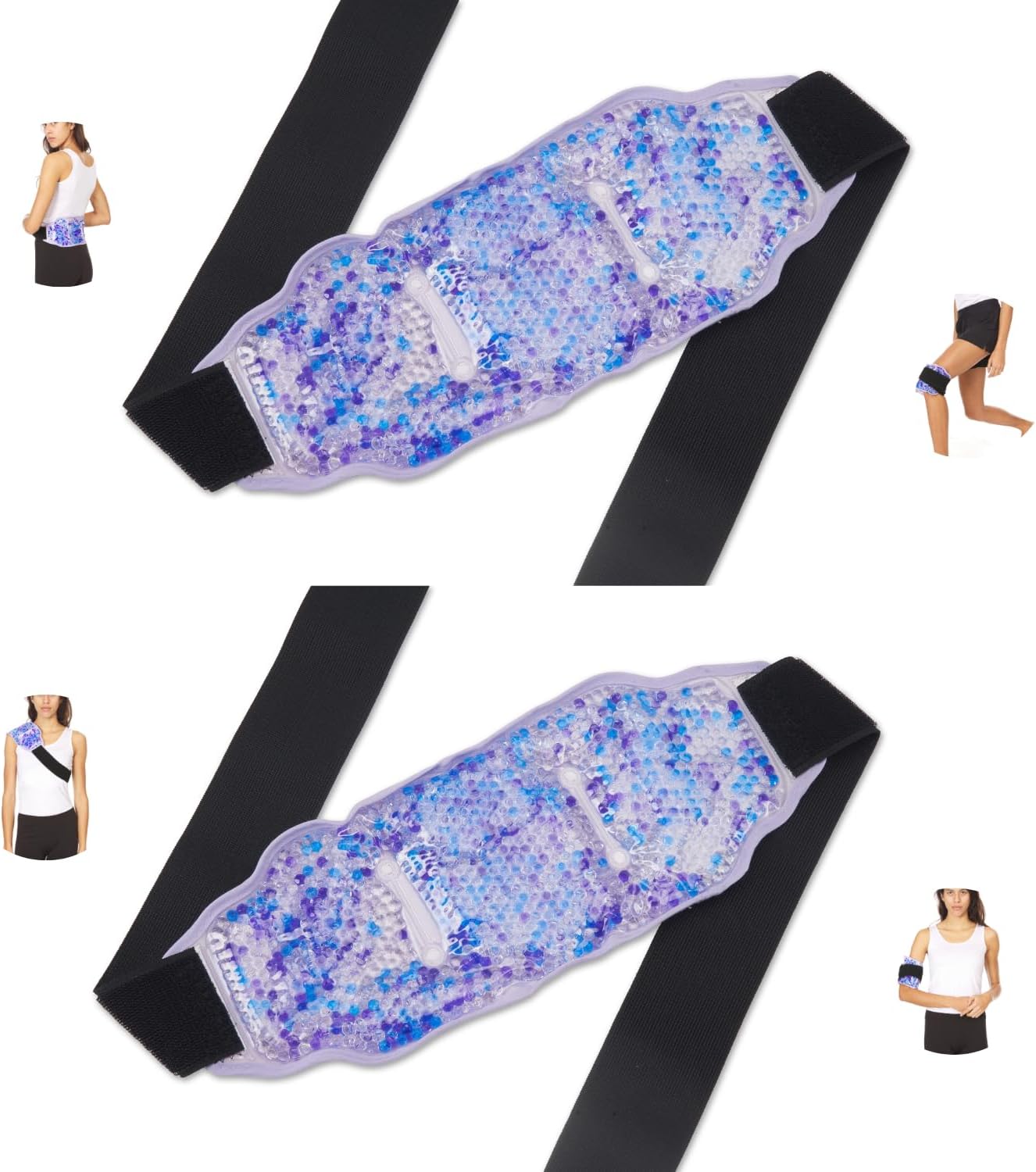 Premium Hot Cold Gel Bead Ice Packs by FOMI Care | 2 Pack | Cool Compress for Lower Back, Shoulder, Knee, Bicep, Stomach | Coccyx, Sciatica, Tailbone Pain Relief | Flexible, Reusable Heating Pad