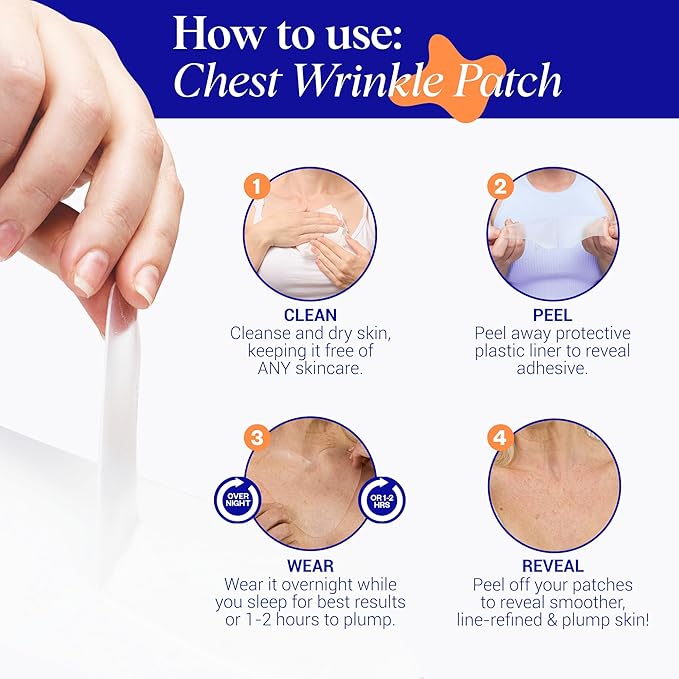 Wrinkles Schminkles Chest Wrinkle Patch - Reusable Silicone Smoothing Pads for Cleavage & Body, Reduce Wrinkles & Stretch Marks, Sensitive Formulated, Secret to Radiant Skin (1 Pack)