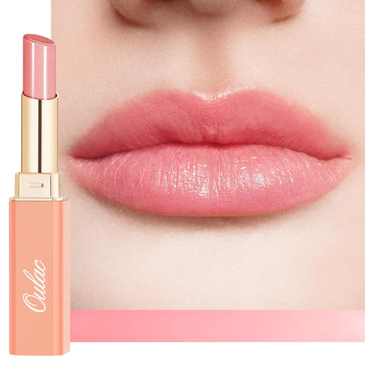 Oulac Shine Pink Lipstick for Women, 2 in 1 Glossy Light Pink Tinted Lip Balm, Hydrating Lipstick for Dry Lips, Moisture Shine Juicy Finish Vegan 2.2g/0.07oz (22)