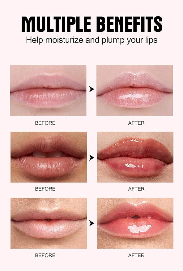 Lip Plumper 6 Colors Moisturizing Glossy Plumping Lip Gloss Long Lasting Hydrating Natural Lip Plumper for Women Girls (Color 02)