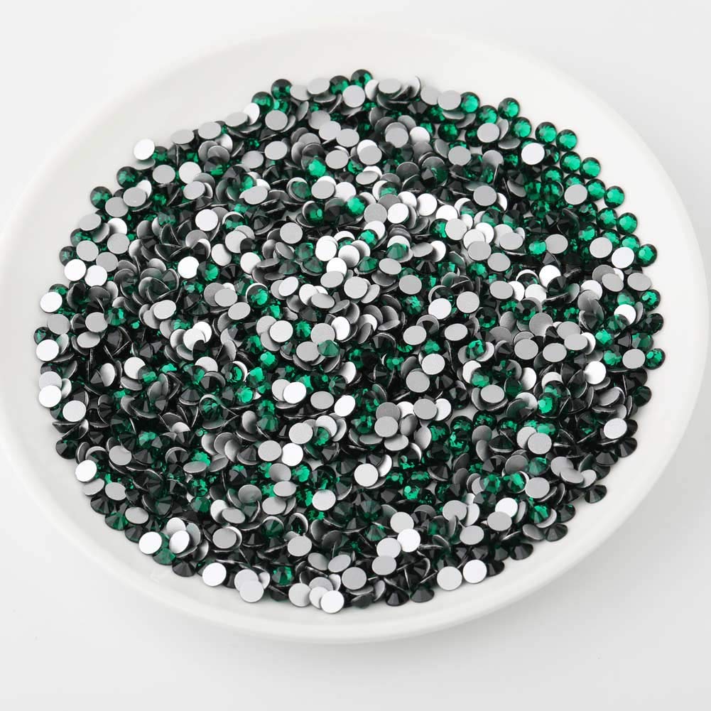beadsland Flat Back Crystal Rhinestones Round Gems, Emerald (4.6-4.8mm) SS20/1440pcs