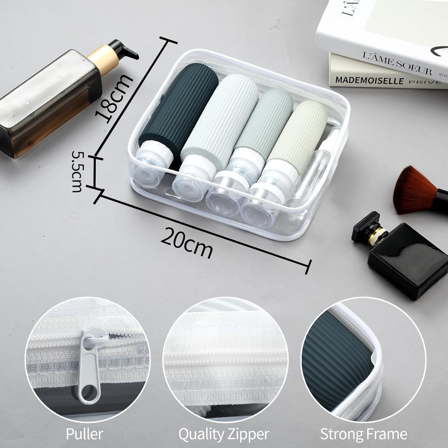 16 Pack Travel Bottles for Toiletries, Large 6oz Silicone Travel Containers, Leak Proof Refillable Liquid Shampoo And Conditioner Travel Essentials