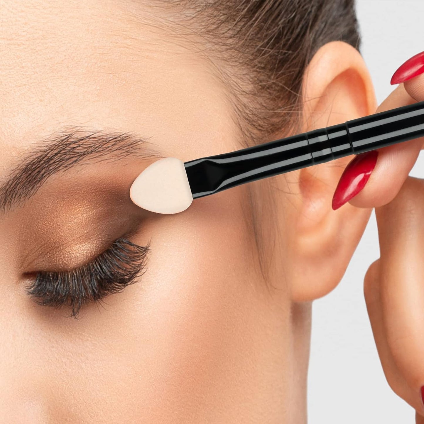 Foam Eyeshadow Applicators Double Sided Sponge Tip Reusable，20Pcs Professional Organic Long Handle Washable Makeup Eye Shadow Brush Set