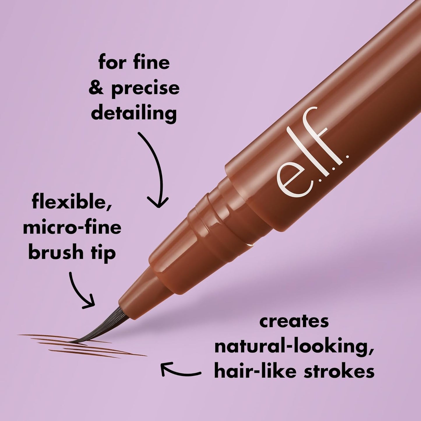 e.l.f. Holy Strokes Micro-Fine Brow Pen, Liquid Waterproof Eyebrow Makeup For Detailing & Adding Dimension, Vegan & Cruelty-Free, Neutral Brown