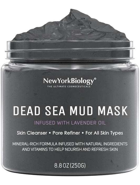 New York Biology Dead Sea Mud Mask for Face and Body | with Lavender | Spa Quality Pore Refiner for Oily Skin | Natural Skincare for Women & Men | Tighten Skin for A Healthier Complexion | 8.8 oz